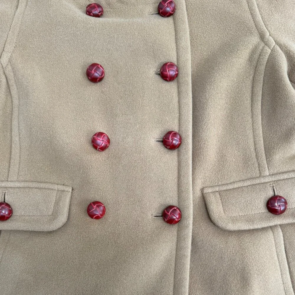 Lands' End Women's Petite Wool‎ & Cashmere Blend Collarless Peacoat, Size 6P